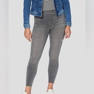 Spanx Jeans Womens XL Pull On Skinny Distressed Stretch Raw Hem in Gray